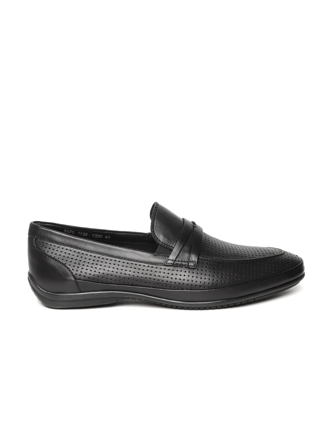 Black Slip-On Formal shoes with Perforated Leather Upper - Egleshoes