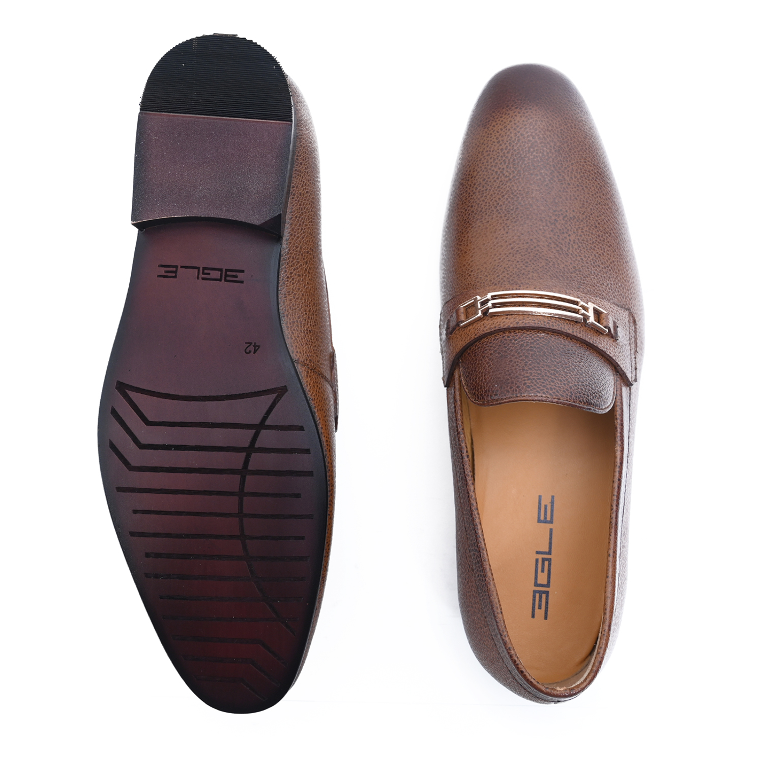 Tan Brown Genuine Leather Slip On Formal Shoes Egleshoes
